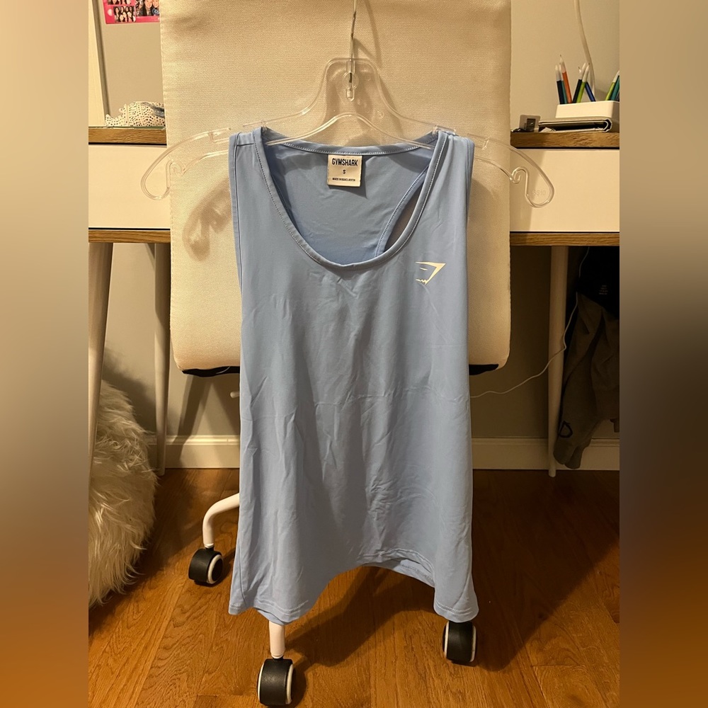 Gym Shark light blue tank top.